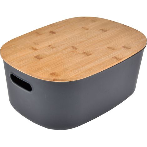 Box de rangement avec couvercle bambou