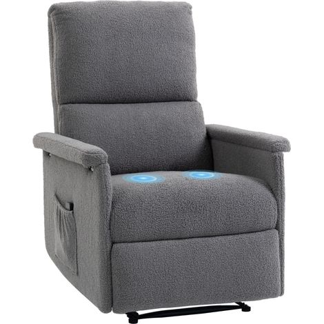 Fauteuil de massage inclinable, fauteuil de relaxation, dossier réglable, large assise, repose-pied, 69x84x99cm, gris (1/5)