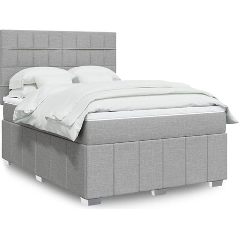Boxspringbett mit Matratze Hellgrau 140x200 cm Stoff vidaXL