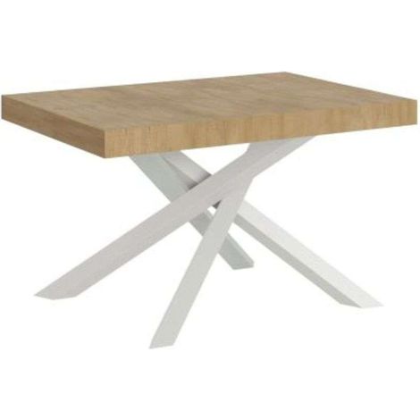 Tavolo allungabile 120/380x90 cm Volantis quercia natura gambe bianche