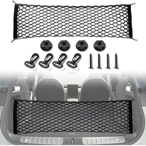 Filet de rangement extensible pour coffre de voiture, accessoire extérieur, réglable et élastique, avec crochet, pour SUV, voitures et camions (90 x 40 cm)