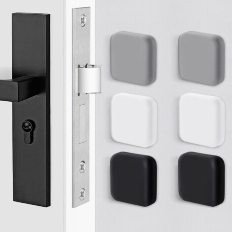 Butoir de porte mural grand 6 pièces tampon de porte autocollant en caoutchouc blanc/noir/gris 45mm×45mm tampon de poignée de porte tampon mural pour poignées de porte contre butée de porte (1/4)