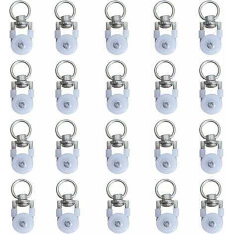20pcs Rouleaux de Rail de Rideaux,Rouleaux de Rail,Rouleaux de Tringle à Rideaux GlissièRes,Poulie Silencieuse,Rail de Rideaux FenêTre Double Rail Rouleau,pour Rails de Rideau de Windows (1/4)
