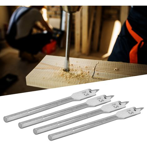 Set mit 4 Flachbohrern aus hochkohlenstoffhaltigem Stahl für Holz- und Eisenwarenarbeiten, 13 mm (1/5)