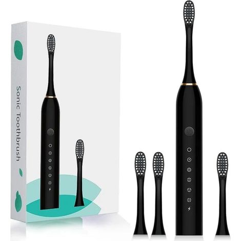 Spazzolino elettrico, 6 livelli di intensità, spia luminosa, ricaricabile tramite USB, impermeabile IPX7, portatile per uso domestico. (1/5)