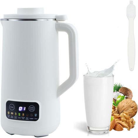 Machine à Lait Végétaux, Machine à Lait de Noix Machine de Lait de Soja avec 10 Lames Démarrage Différé/Maintien au Chaud/Autonettoyant Blender Chauffant pour Noix Soja et Céréales (Blanc)