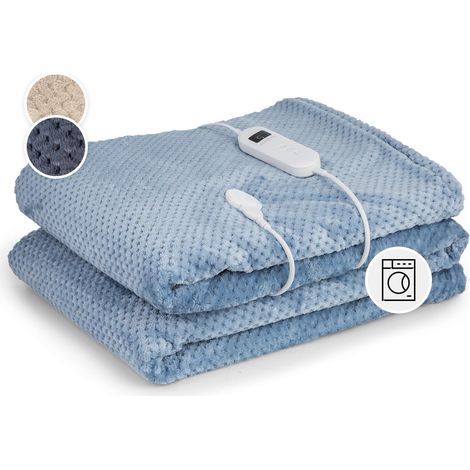 Couverture Chauffante 2 Places électrique XXL 200x180 cm, 2 Personnes, Plaid Chauffant et Lavable en Machine, 9 Températures, Minuterie Automatique, Drap Chauffant Electrique Canapé et Lit