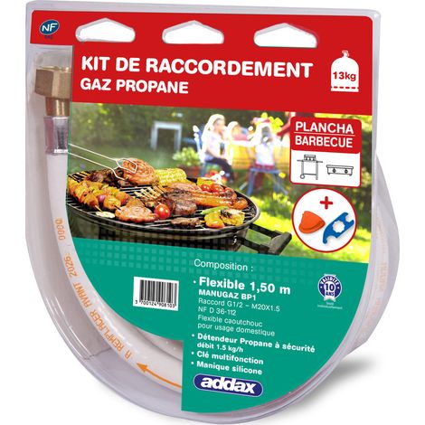 Kit propane de raccordement pour barbecue et plancha 1m50 - ADDAX