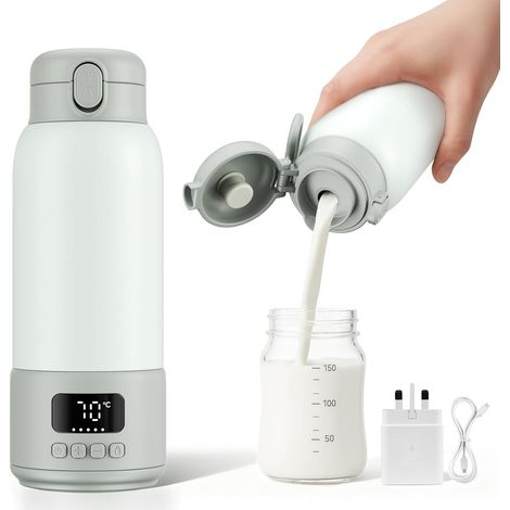 Scaldabiberon Portatile per Neonati, Riscaldamento Rapido del Latte Materno e dell'Acqua, Temperatura Perfetta per Fino a 500 ml di Latte, Temperatura Costante 24 Ore, Riscaldamento Rapido (1/5)