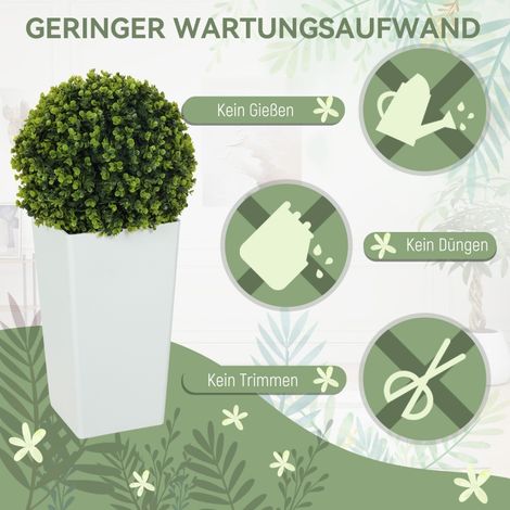 Lot de 2 boules d'eucalyptus artificiel 65 cm, plante verte en pot avec protection UV, 330 feuilles réalistes (1/5)