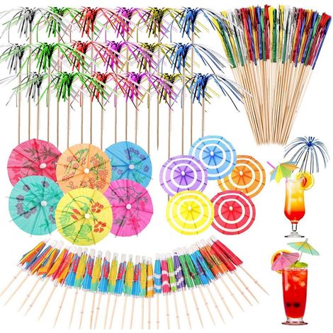 140 Piques Cocktail Décoration : 100 Feux d'Artifice & 40 Parasols Colorés (1/5)