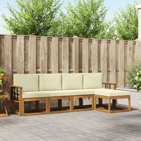 vidaXL Outdoor-Sofagarnitur 5 pcs Natur und Creme Massivholz Akazie (1/5)