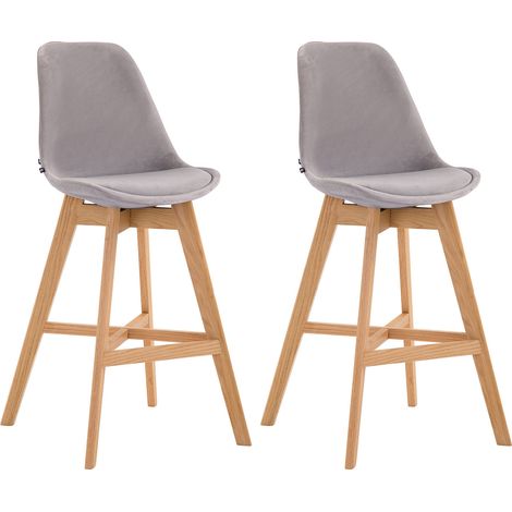 Set di 2 sgabelli bar seggiolone dal design moderno in velluto grigio chiaro 100001304
