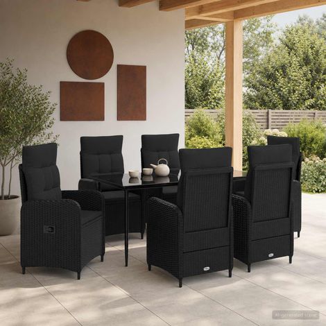 vidaXL Sofa-Tischset 7 pcs PE Rattan und pulverbeschichteter Stahl (1/5)