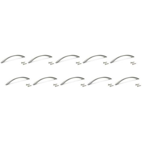 royaluxe-Lot de 10 poignées pour meubles Bombay – Zamak finition nickel satiné – Longueur 160mm – Entraxe 128mm – Vis M4 incluses (1/5)
