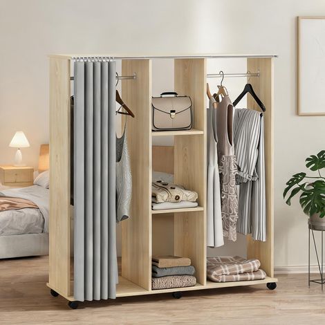 Armoire bois naturel en panneau de particules 120 x 40 x 128 cm (1/5)