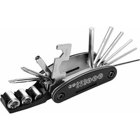 16-en-1 Multi Fonction Vélo Pliant Vélo Vélo Mécanicien Combinaison Outil De Réparation Kit Ensemble avec Clé Allen Allen Clé Multi Socket Clé Tournevis pour VTT Moto (1/5)