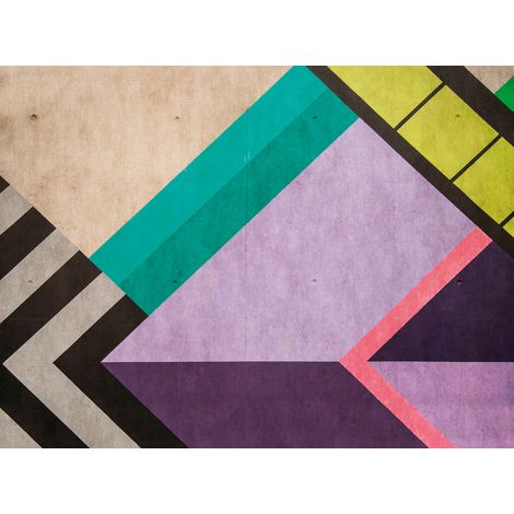 Papier peint intissé Graphique & Géométrique Multicolore, Noir, Violet - 3,71 x 2,8 m (1/3)