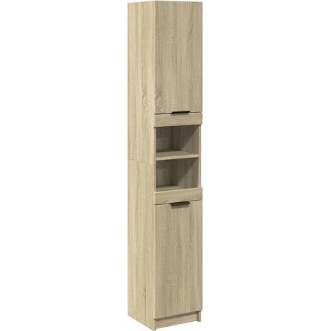 Bathroom Cabinet Sonoma Oak 32x34x188.5 cm Engineered Wood vidaXL