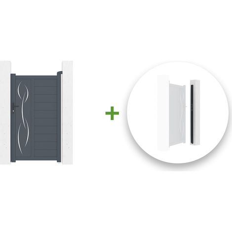 Portillon aluminium LIFE 100x180cm + Kit inversion ouverture (1/5)