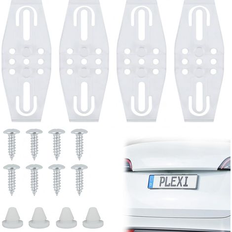 4 Pièces Support Plaque D'immatriculation Invisible sans Cadre, Support de Plaque D'immatriculation en Plastique pour Voiture sans Perçage, pour Plaque Immatriculation Voiture, Remorque, Camion (1/5)