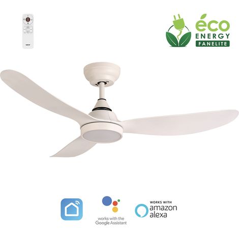 Fanelite - Ventilateur de plafond 107 cm blanc BAABA - Moteur DC 21W - LED 20W dimmable 3 couleurs - Télécommande - Wifi &Contrôles vocaux (1/2)