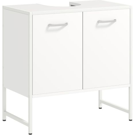 Elegant White Bathroom Vanity Unit with Under Sink Storage Cabinet and Soft-Close Doors for Basin or Pedestal Use