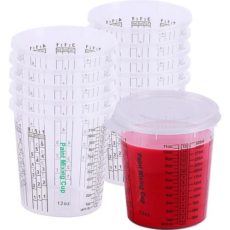Gobelet De Mélange - 12 Pièces - Polypropylène - Gradué 360ml - Pour Résine Et Peinture - Transparent (1/5)