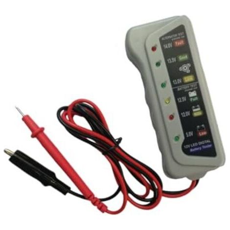 Testeur de Batterie 12V Numérique Analyseur Système Charge, Indicateur LED Couleur, Protection Anti-Inversion, Outil Diagnostic pour Auto et Camping-Car -
