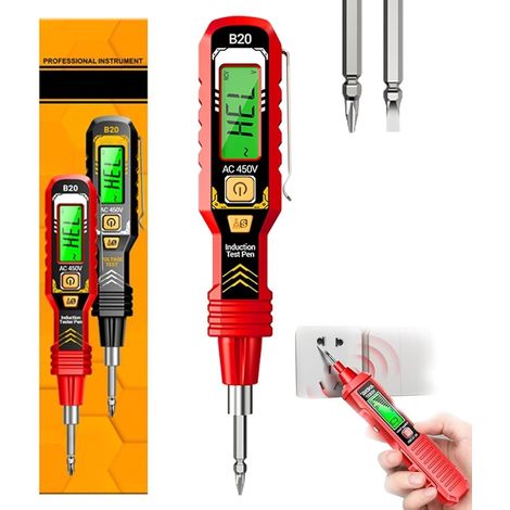 Détecteurde tension sans contact AC 11-450V,testeur de tension sans contact avec écran LCD,détecteur de tension avec lampe de poche,outil de haute précision pour la détection de circuit AC/DC