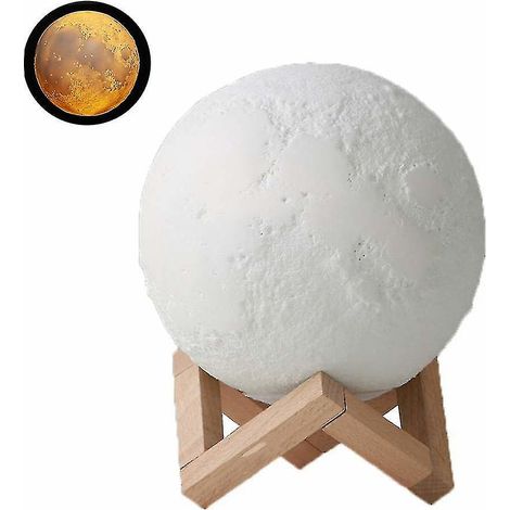 Lampe de chevet LED Lune 3D, lampe sur pied, veilleuse, lampe tactile à intensité variable pour salon (1/5)