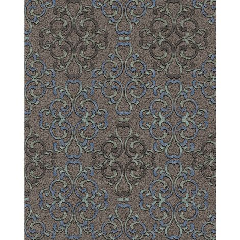 Barock Tapete EDEM 85037BR36 Tapete strukturiert mit Ornamenten glänzend braun dunkel-braun blau-grau platin 5,33 m2