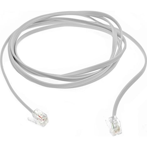 2 m Blanc RJ11 câble, ligne téléphonique haut débit, câble internet, câble DSL, rallonge téléphonique, pour ADSL, modem, téléphone fixe, routeur (1/5)