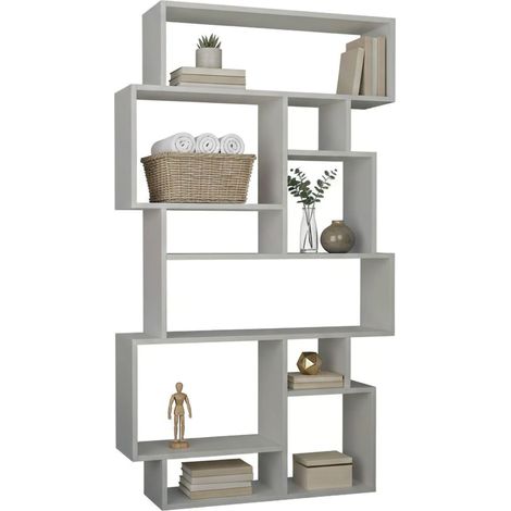 Dominique Bücherregal, 8 Regale, Wandmontage, Tragfähigkeit pro Regal 25, 96x26x169h cm Weiß