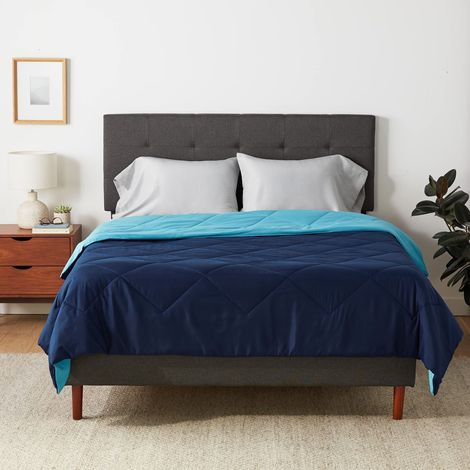 Couette 4 Saisons réversible pour lit 2 Personnes, 220 x 240 cm, bleu marine/bleu ciel (1/3)