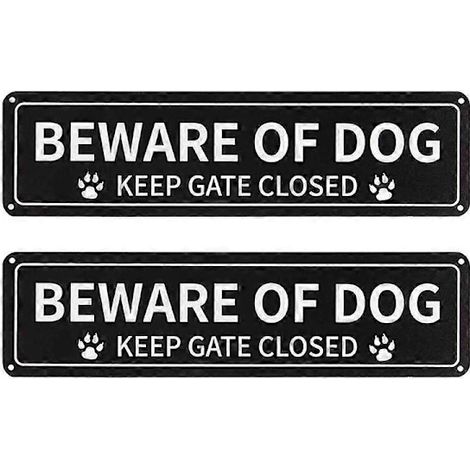 Filiyano-Lot de 2 panneaux d'avertissement pour chien, 30 x 7,6 cm, acier inoxydable, aluminium de 0,1 cm d'épaisseur, réfléchissant, résistant à la (1/5)