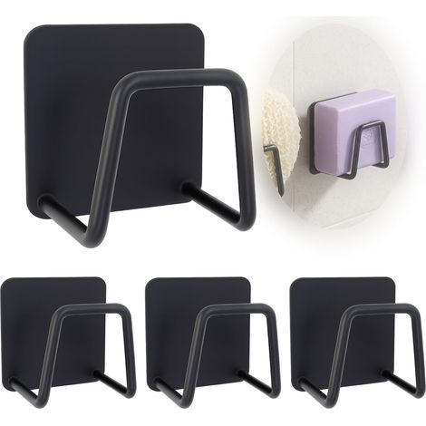 4 pièces Support éponge Cuisine, Support éponge Auto-adhésif pour évier et Surfaces Lisses, pour Ranger et égoutter éponges/brosses (1/4)