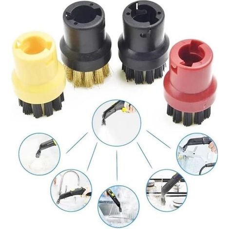 1 Kit Brosse Ronde,Nylon et Microfibre,Accessoire Nettoyeur Vapeur,Compatible SC1 à SC7,Nettoyage Intérieur Extérieur (1/5)