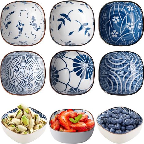 Set di 6 ciotoline in ceramica per salse, 9,2 cm, piccole ciotoline in ceramica, ideali per salsa di soia, sushi, olive, tapas, frutta secca e dessert.