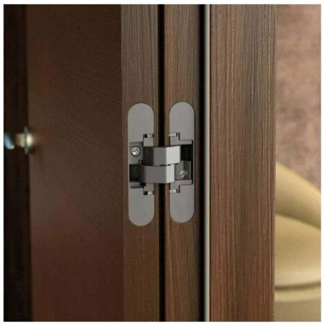 NALOOKAMIC Charnières de porte invisibles améliorées, Lot de 2 Charnière Invisible pour Portes Lourdes (Charge 40 kg, Ouverture 180º)