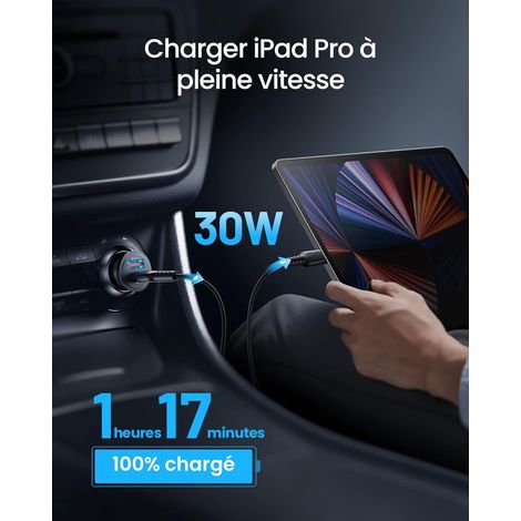 Accendisigari USB C, caricabatteria da auto a ricarica rapida da 60 W a 2 porte con USB C USB A, presa accendisigari da 12 V per iPhone 15 14 13 12 11 Pro Max Mini Plus Samsung S23 Huawei iPad AirPods (1/4)
