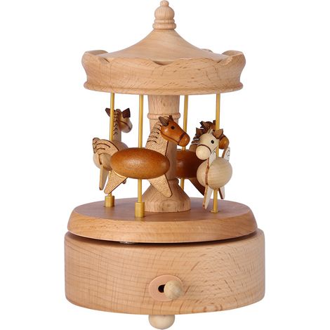 Boîte à musique vintage en bois artisanale - Idée cadeau anniversaire Noël décoration intérieure (1/5)