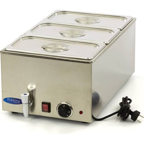 Bain-Marie - avec robinet - incluant un ensemble de 3 bacs GN 1/3 - Électrique - Maxima