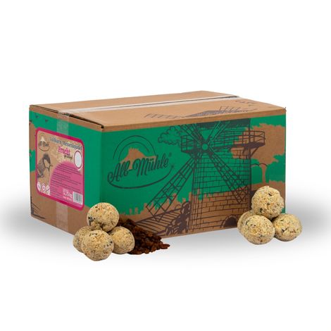 150 pcs. Lyra Pet® Boulettes de mésanges du Moulin de l'Alb - Céréales complètes & fruits sans filet de 85 g chacune