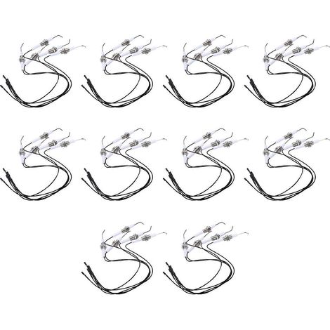 Composant d'allumage compatible, allumeur à électrode céramique avec fil de 30 cm et borne ronde de 2,3 mm, lot de 50. (1/5)
