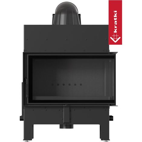 Kratki Kamineinsatz aus Stahl KRATKI FLOKI M BLACK rechts 10kW Ø200 mit Türfeder (1/5)