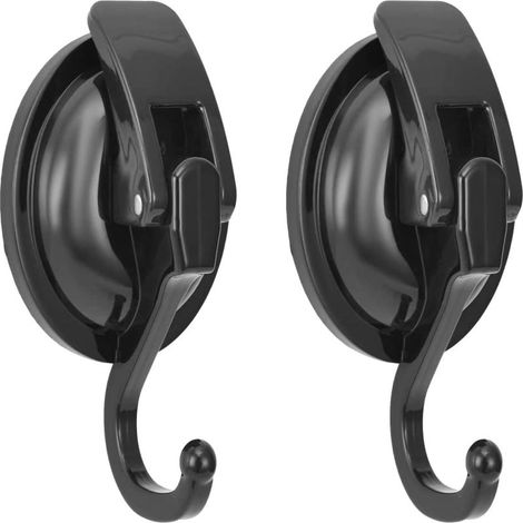 Ganci a ventosa resistenti Mnixy, potenti, per ghirlande da bagno, neri, confezione da 2