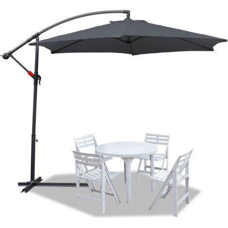 Parasol Parapluie 350cm - Parapluie, protection solaire, parasol de jardin - Gris (1/5)