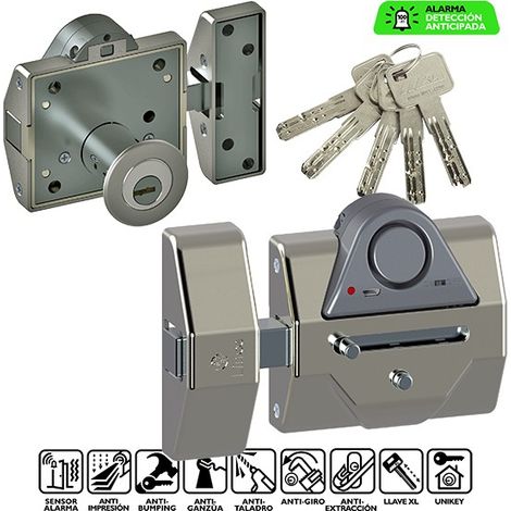 PÊNE DORMANT HAUTE SÉCURITÉ 7930RSA AVEC ALARME, RENFORCÉ CHROME MAT - 7930RSA-CM