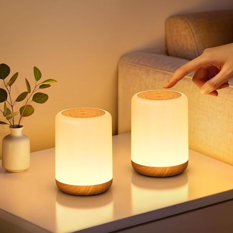 2PCS Lampe de Chevet Tactile,Veilleuse Bébé avec 256 Couleurs RVB & 3 Modes (1/5)